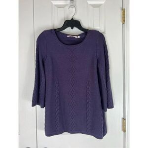 Soft Surroundings Womens Purple 3/4 Sleeve Sweater Size S